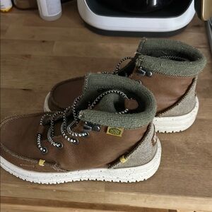 Hey Dude Brown and Green Kids Boots